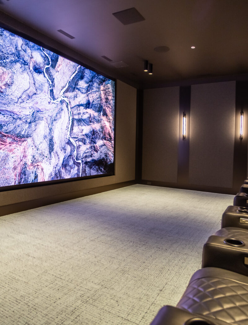 HOBI-Theater Room with 15_ Samsung Video Wall.and custom leather reclining seats