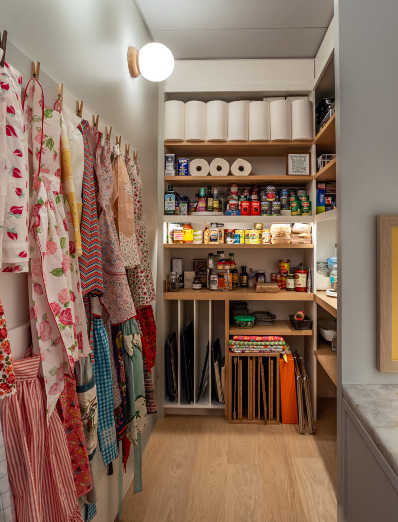 HOBI-Walk-in Pantry with Custom Clothes Pin display for Apron Collection